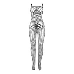 Subblime - 952112 Bodystocking Resille Avec Details Sur La Poitrine Et Le Ventre Noir Taille Unique